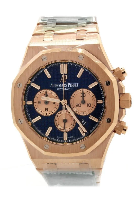 Audemars Piguet Royal Oak 41mm Blue Grande Tapisserie Dial Men's 18K Rose Gold Watch 26331OR.OO.1220OR.01 Pre Owned