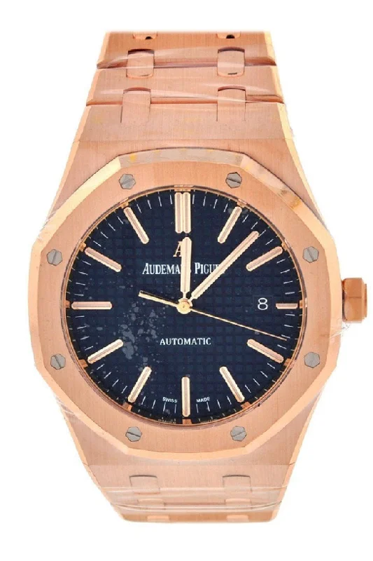 Audemars Piguet Royal Oak 41 Selfwinding Automatic Blue Dial 18kt Pink Gold Men's Watch 15400OR.OO.1220OR.03