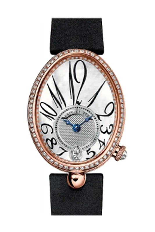 Breguet Reine de Naples Mother of Pearl Dial 18kt Rose Gold Black Ladies Diamond Watch 8918BR58864D00D