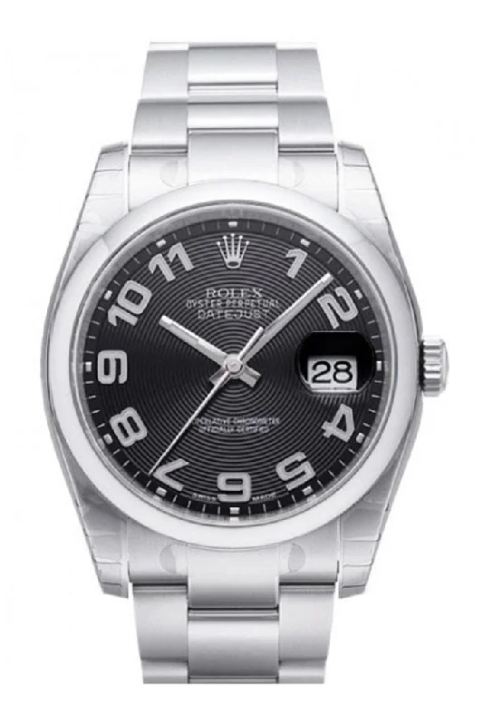 Rolex Datejust 36 Black Concentric Circle Dial Stainless Steel Oyster Automatic Men's Watch 116200 Pre-owned