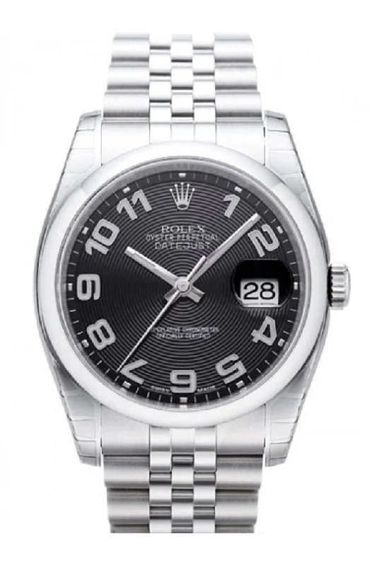 Rolex Datejust 36 Black Concentric Dial Stainless Steel Jubilee Men's Watch 116200 Pre-owned