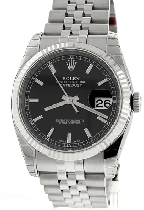 Rolex Datejust 36 Black Index Dial Steel Mens Watch 116234 Pre-owned