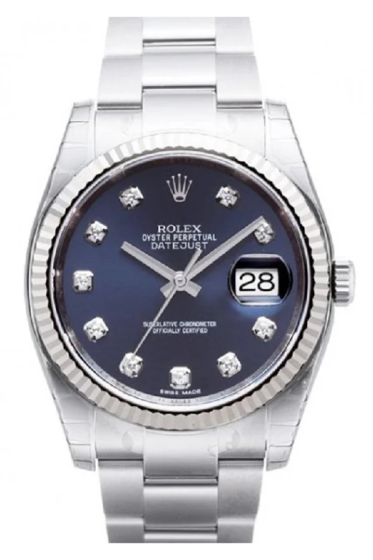 Rolex Datejust 36 Blue Diamond Dial Steel and 18k Gold Men's Watch 116234 Pre-owned