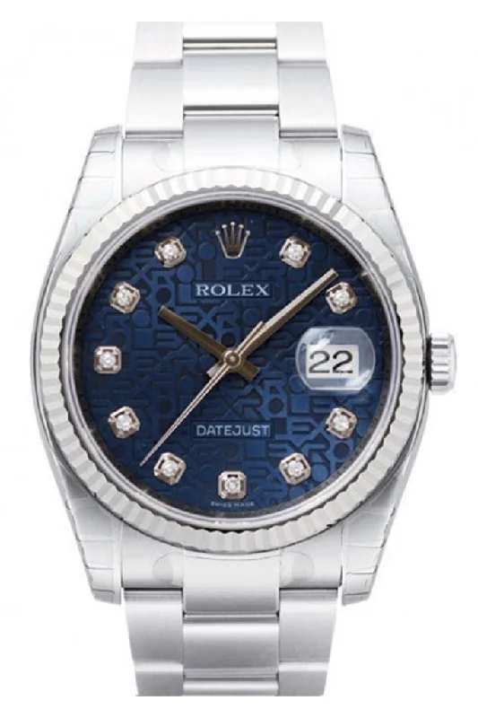 Rolex Datejust 36 Blue Jubilee Diamond Dial Steel and 18k Gold Men’s Watch 116234 Pre-owned