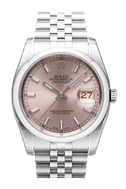 Rolex Datejust 36 Pink Dial Stainless Steel Jubilee Bracelet Men's Watch 116200 Pre-owned