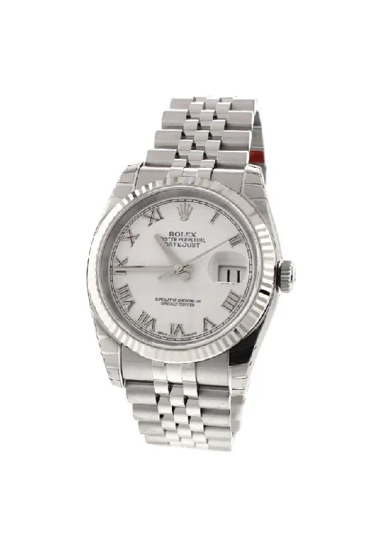 ROLEX Datejust 36 White Roman Dial 18k White Gold Men's Watch 116234 Pre-owned