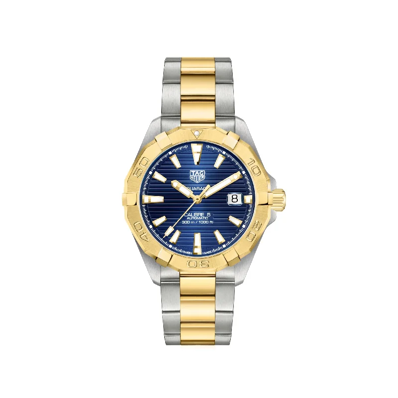 TAG Heuer Aquaracer  Calibre 5 Automatic Mens Blue Steel & Yellow Gold Coating Watch