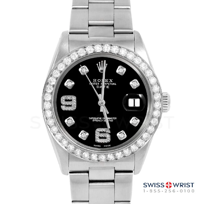 Rolex Date 34mm | 1500-SS-BLK-8DA69-2CT-OYS