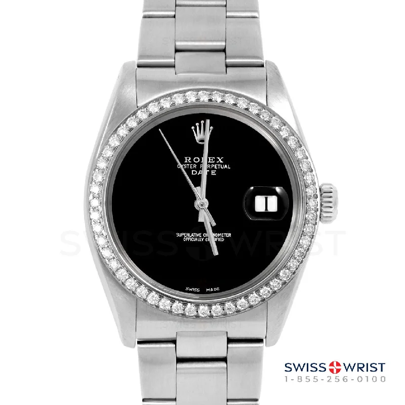 Rolex Date 34mm | 1500-SS-BLK-NOHM-BDS-OYS