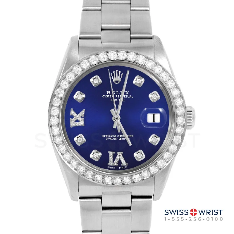 Rolex Date 34mm | 1500-SS-BLU-8DR69-2CT-OYS