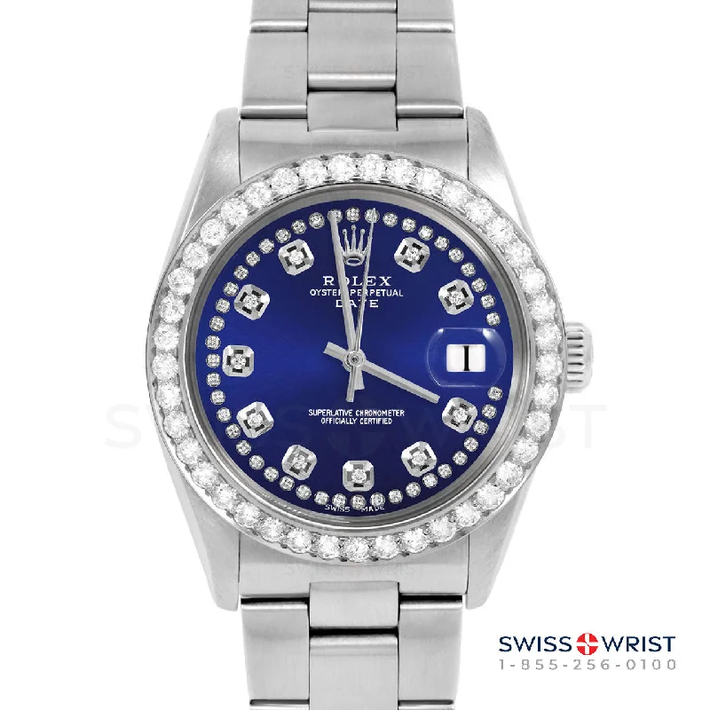 Rolex Date 34mm | 1500-SS-BLU-STRD-2CT-OYS