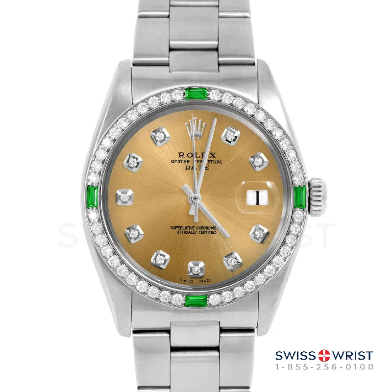 Rolex Date 34mm | 1500-SS-CHM-DIA-AM-4EMD-OYS