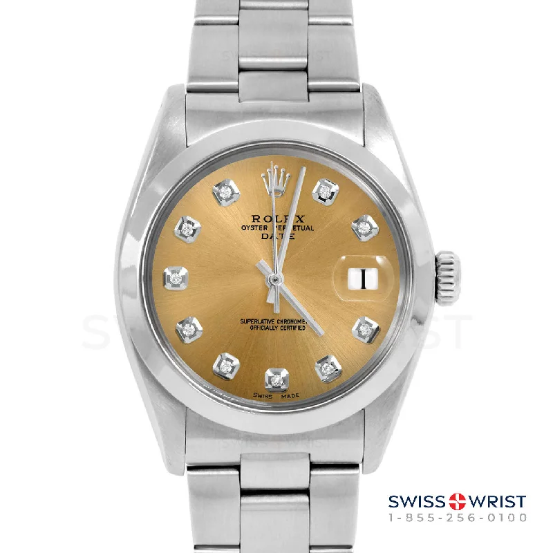 Rolex Date 34mm | 1500-SS-CHM-DIA-AM-SMT-OYS