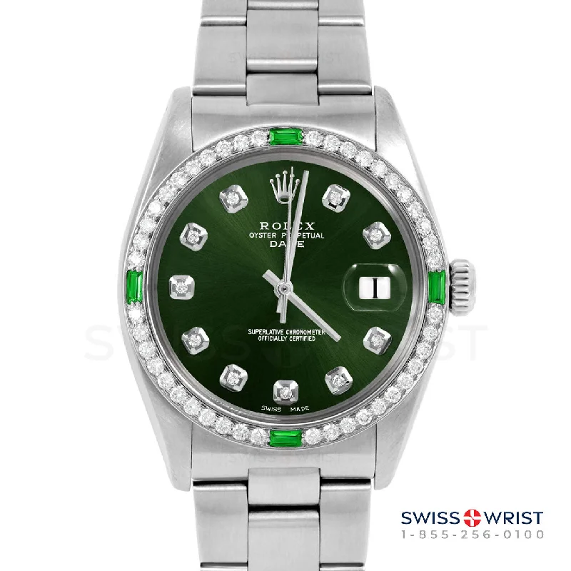 Rolex Date 34mm | 1500-SS-GRN-DIA-AM-4EMD-OYS