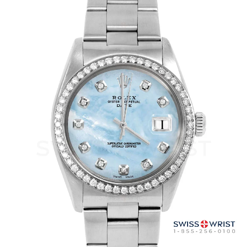 Rolex Date 34mm | 1500-SS-LBMOP-DIA-AM-BDS-OYS