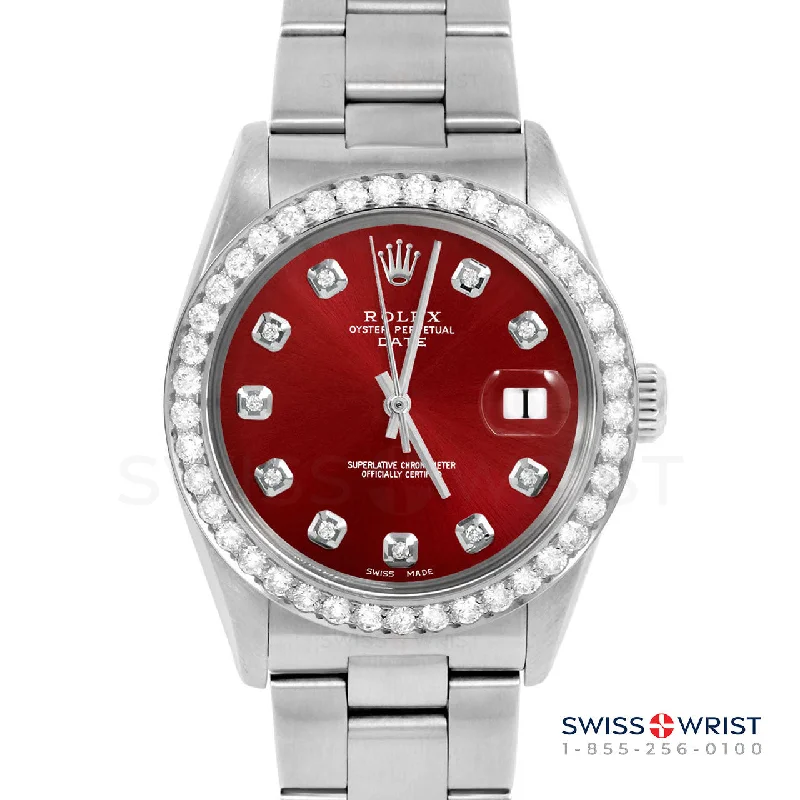 Rolex Date 34mm | 1500-SS-RED-DIA-AM-2CT-OYS