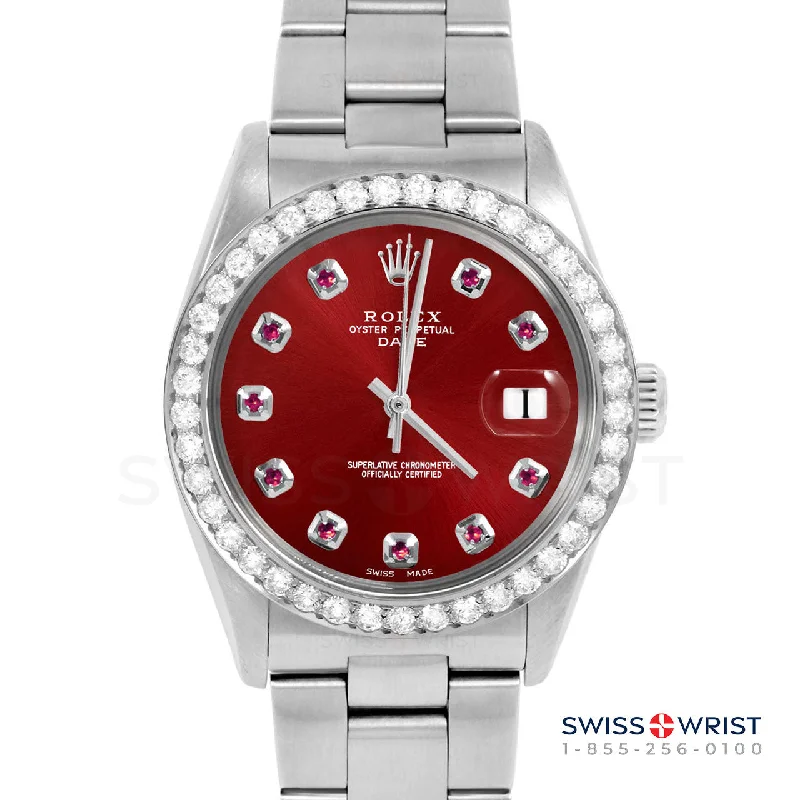 Rolex Date 34mm | 1500-SS-RED-RBY-AM-2CT-OYS