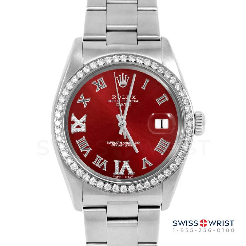 Rolex Date 34mm | 1500-SS-RED-RDR69-BDS-OYS