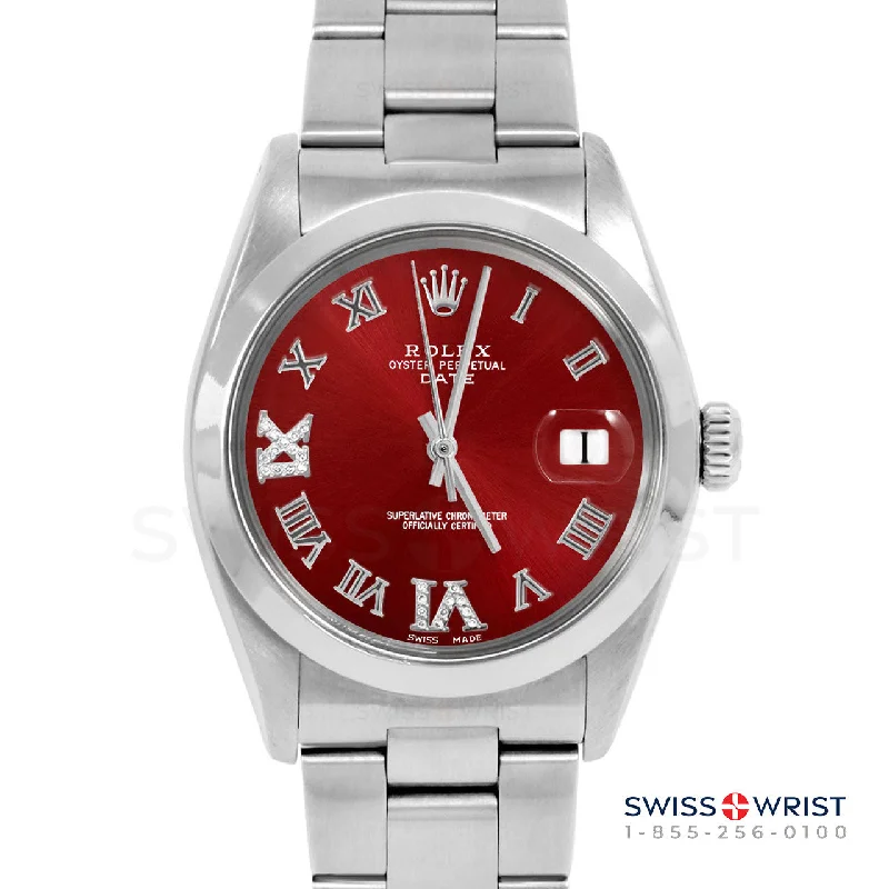 Rolex Date 34mm | 1500-SS-RED-RDR69-SMT-OYS