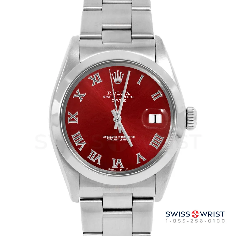 Rolex Date 34mm | 1500-SS-RED-ROM-SMT-OYS