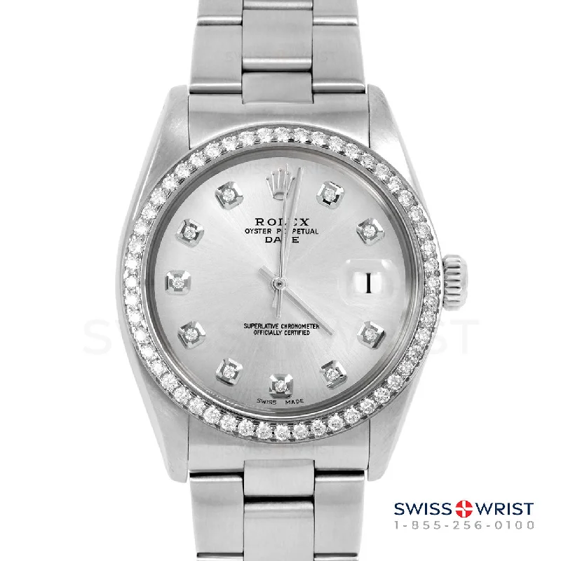 Rolex Date 34mm | 1500-SS-SLV-DIA-AM-BDS-OYS