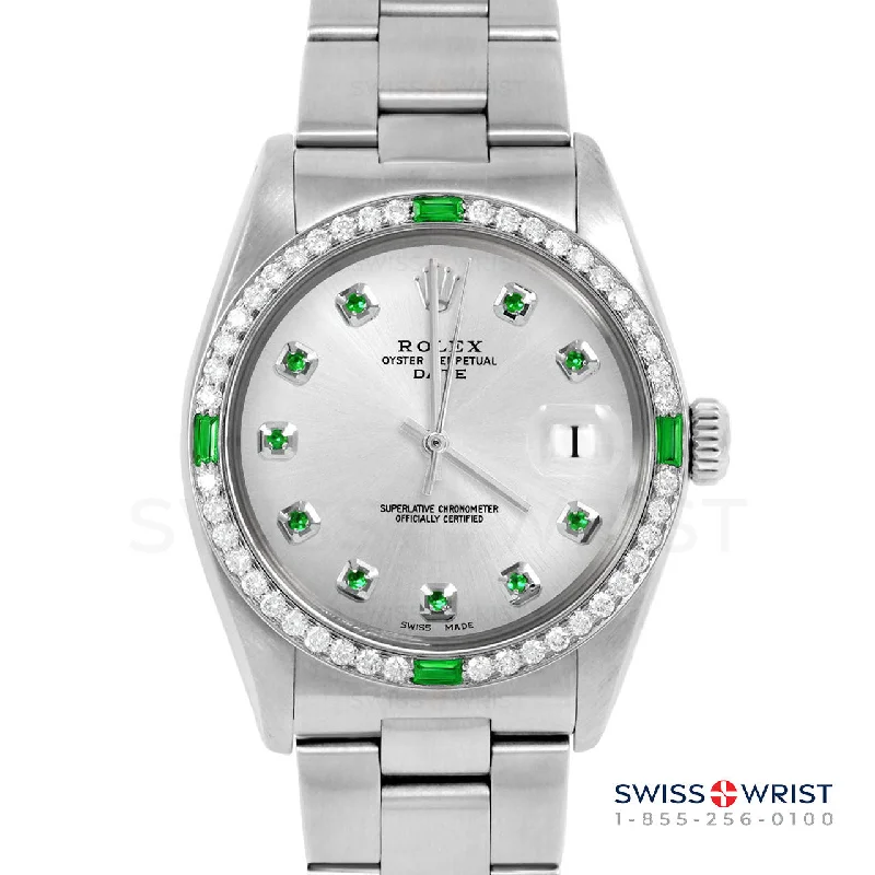 Rolex Date 34mm | 1500-SS-SLV-EMD-AM-4EMD-OYS