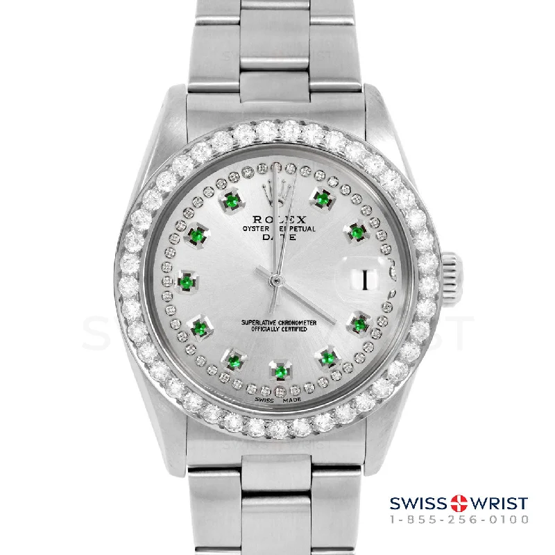 Rolex Date 34mm | 1500-SS-SLV-STRE-2CT-OYS