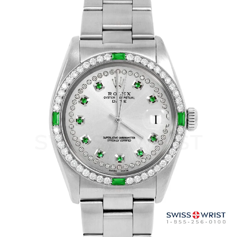 Rolex Date 34mm | 1500-SS-SLV-STRE-4EMD-OYS