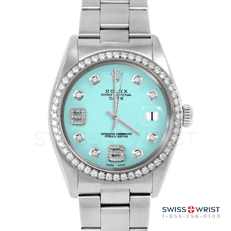 Rolex Date 34mm | 1500-SS-TRQ-8DA69-BDS-OYS