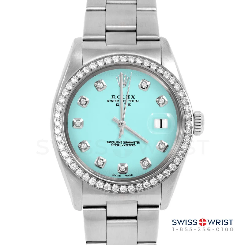 Rolex Date 34mm | 1500-SS-TRQ-DIA-AM-BDS-OYS