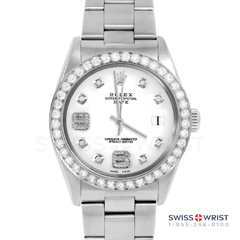 Rolex Date 34mm | 1500-SS-WHT-8DA69-2CT-OYS