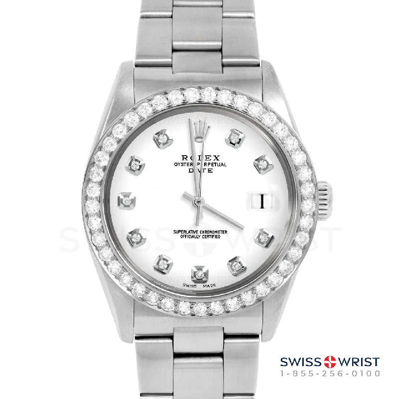 Rolex Date 34mm | 1500-SS-WHT-DIA-AM-2CT-OYS