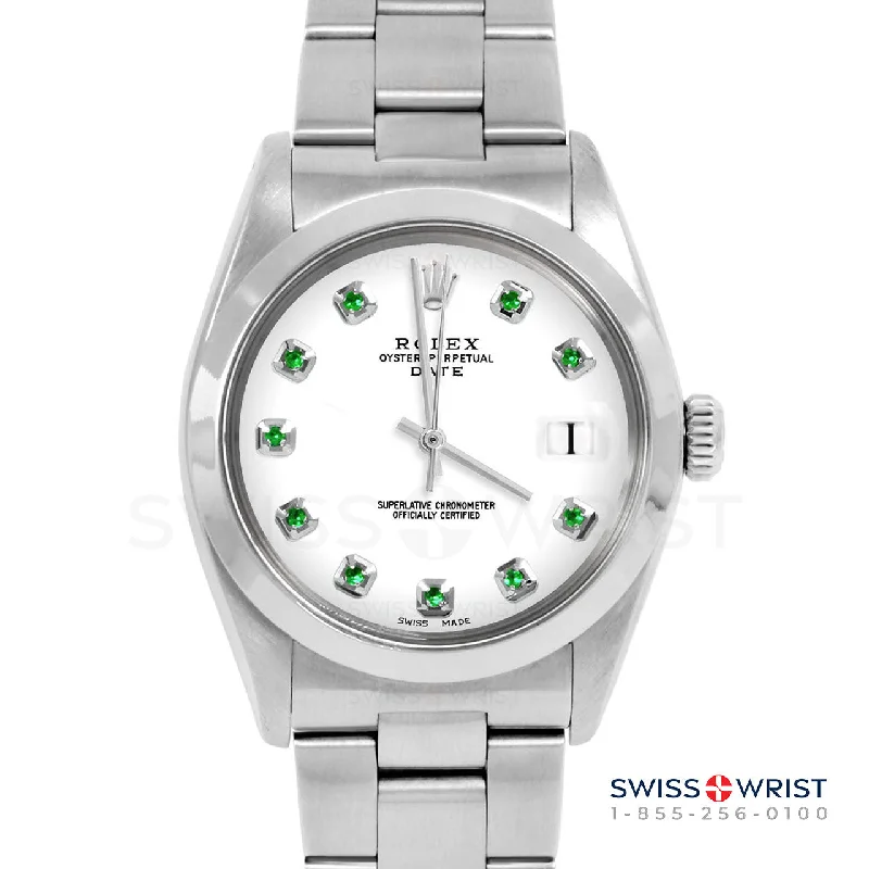 Rolex Date 34mm | 1500-SS-WHT-EMD-AM-SMT-OYS