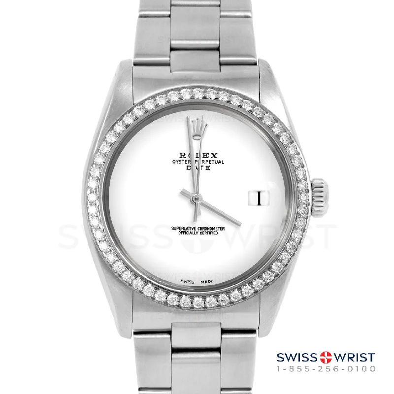 Rolex Date 34mm | 1500-SS-WHT-NOHM-BDS-OYS