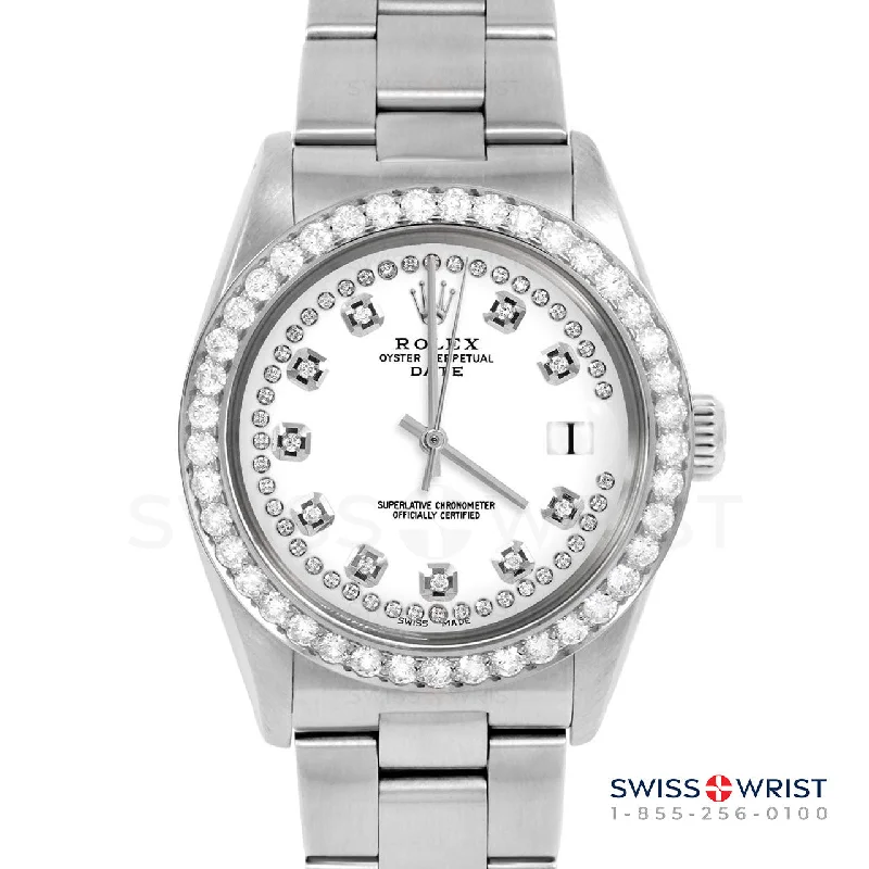 Rolex Date 34mm | 1500-SS-WHT-STRD-2CT-OYS