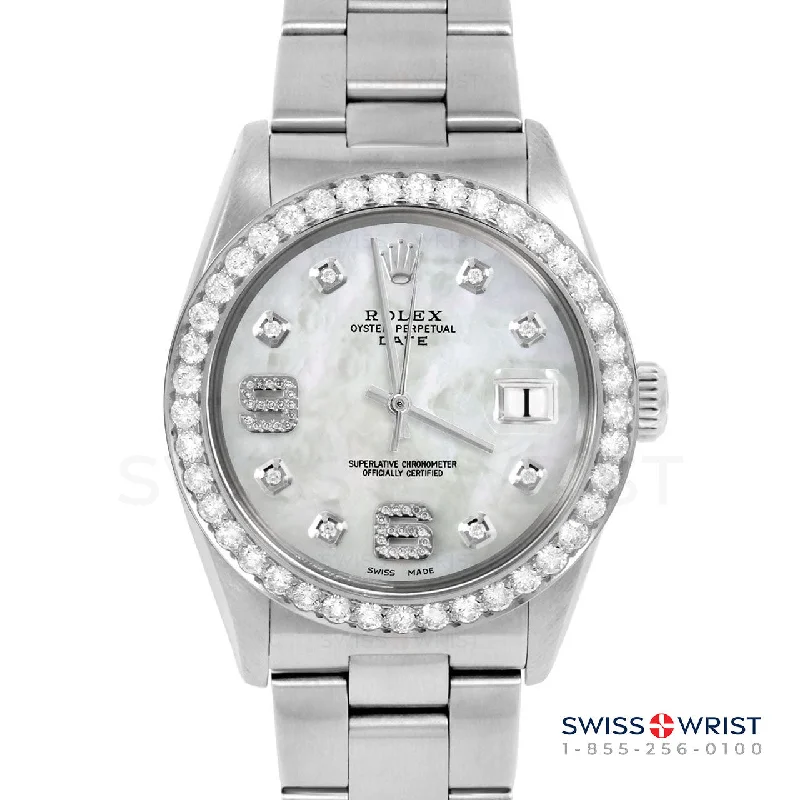 Rolex Date 34mm | 1500-SS-WMOP-8DA69-2CT-OYS