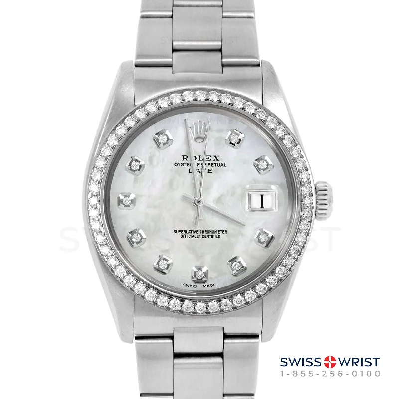 Rolex Date 34mm | 1500-SS-WMOP-DIA-AM-BDS-OYS