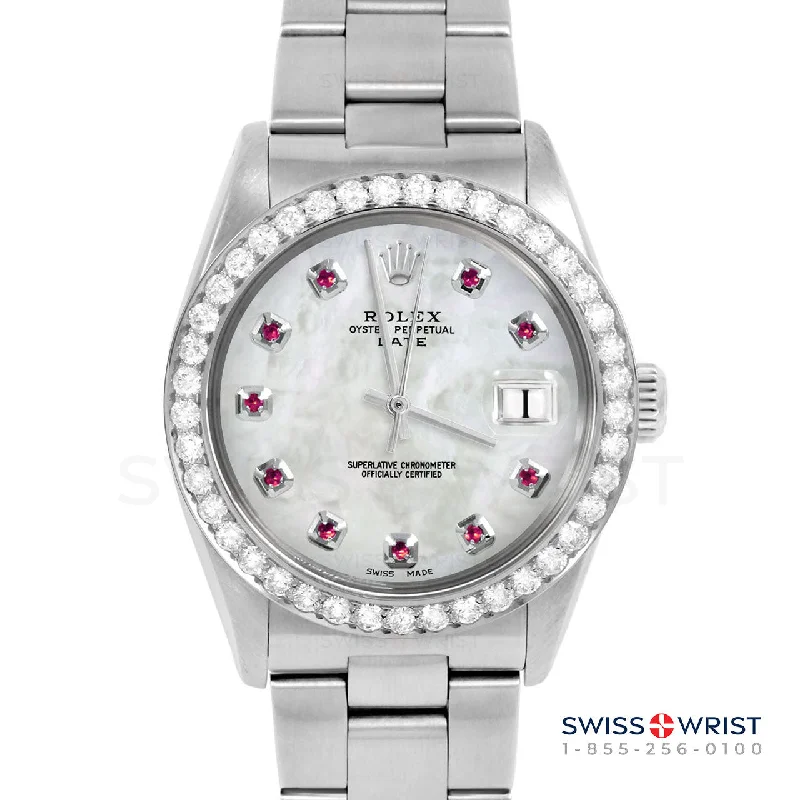 Rolex Date 34mm | 1500-SS-WMOP-RBY-AM-2CT-OYS