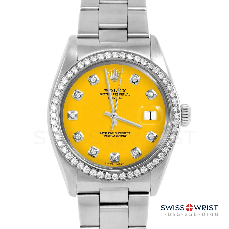 Rolex Date 34mm | 1500-SS-YLW-DIA-AM-BDS-OYS