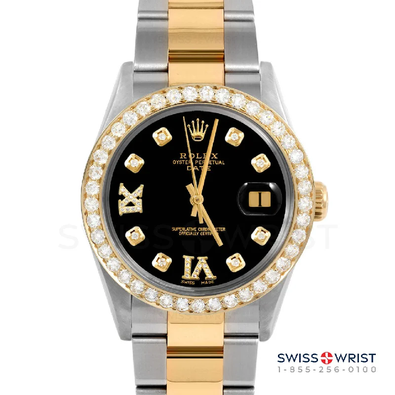 Rolex Date 34mm | 1500-TT-BLK-8DR69-2CT-OYS