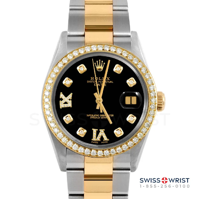 Rolex Date 34mm | 1500-TT-BLK-8DR69-BDS-OYS