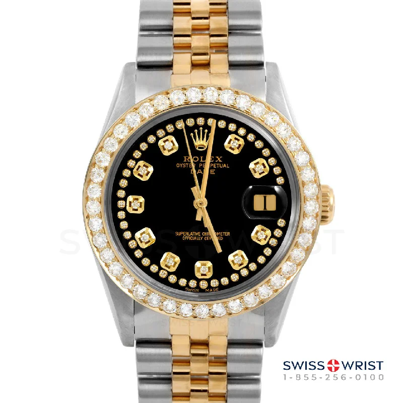 Rolex Date 34mm | 1500-TT-BLK-STRD-2CT-JBL