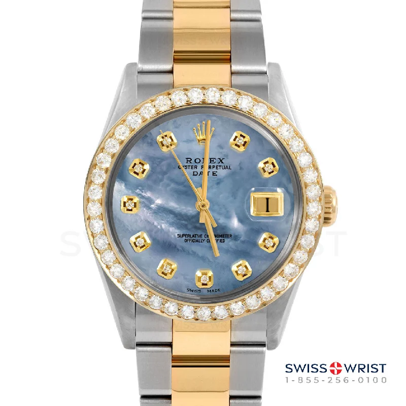 Rolex Date 34mm | 1500-TT-BLMOP-DIA-AM-2CT-OYS