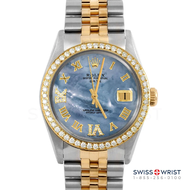 Rolex Date 34mm | 1500-TT-BLMOP-RDR69-BDS-JBL