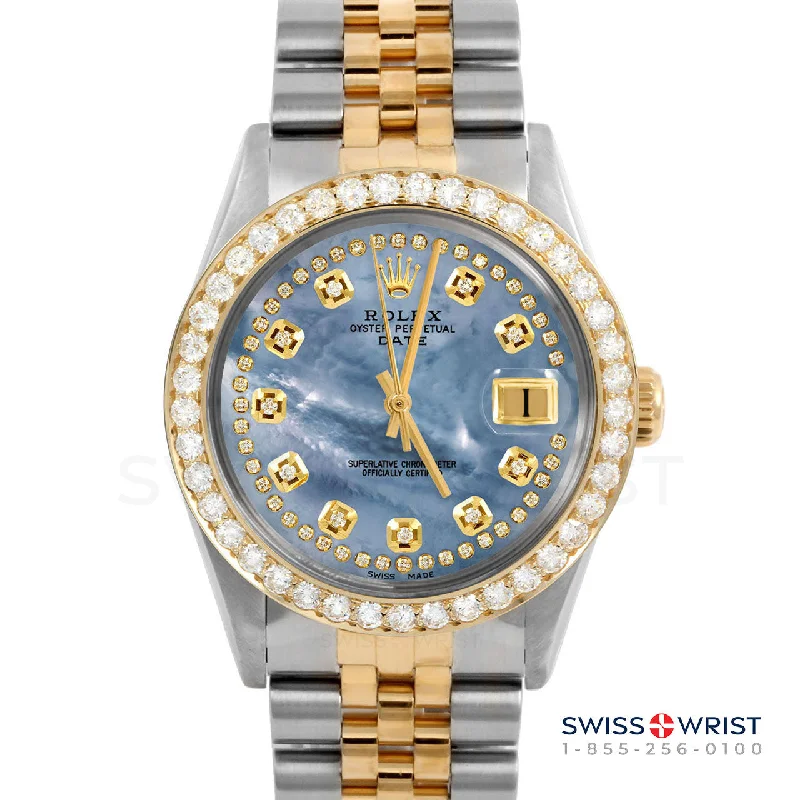 Rolex Date 34mm | 1500-TT-BLMOP-STRD-2CT-JBL