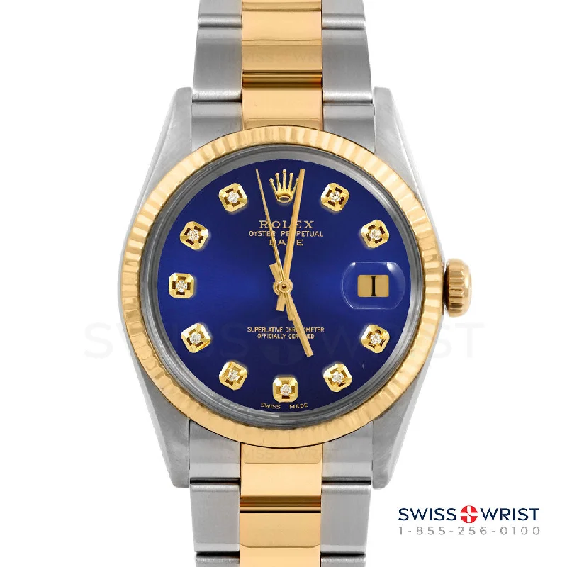 Rolex Date 34mm | 1500-TT-BLU-DIA-AM-FLT-OYS