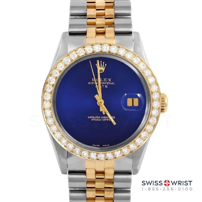 Rolex Date 34mm | 1500-TT-BLU-NOHM-2CT-JBL