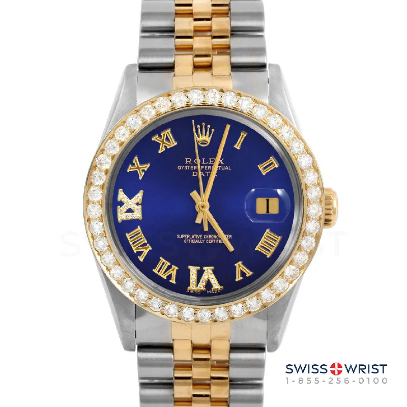 Rolex Date 34mm | 1500-TT-BLU-RDR69-2CT-JBL