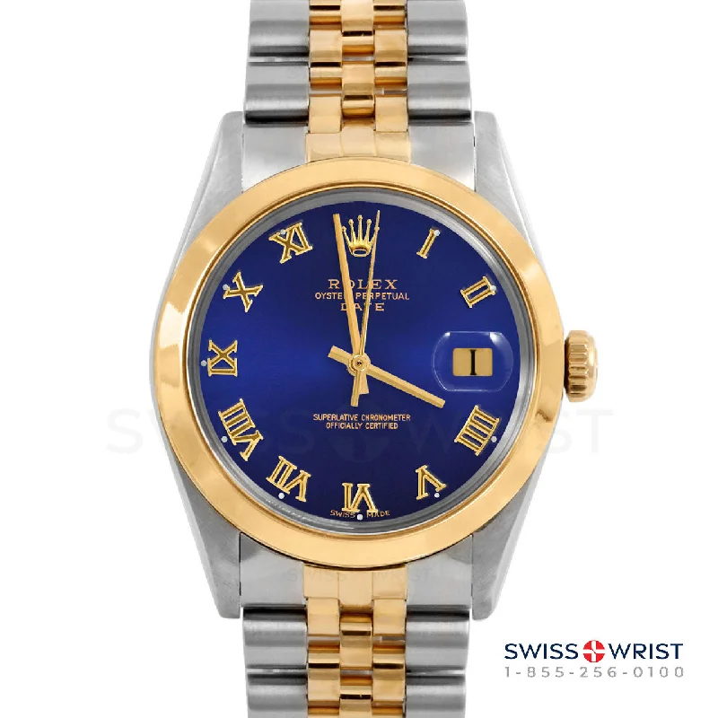 Rolex Date 34mm | 1500-TT-BLU-ROM-SMT-JBL