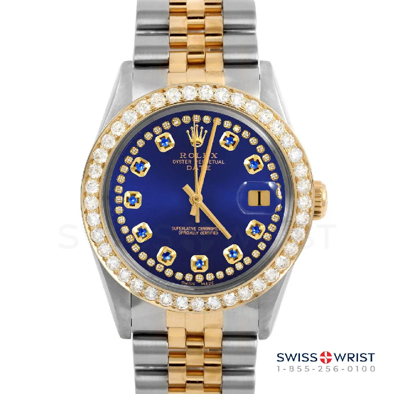 Rolex Date 34mm | 1500-TT-BLU-STRS-2CT-JBL